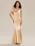 Lace-Up Satin Mermaid Maxi Dress - Champagne